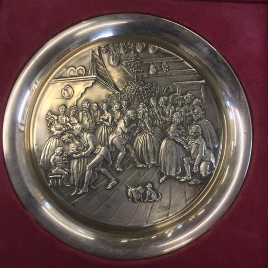 Embossed silver Christmas plate